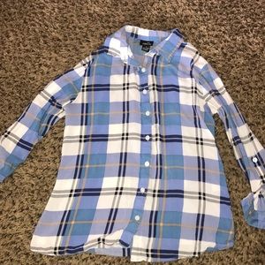 Blue and White Plaid Button Up shirt. Rue 21. S